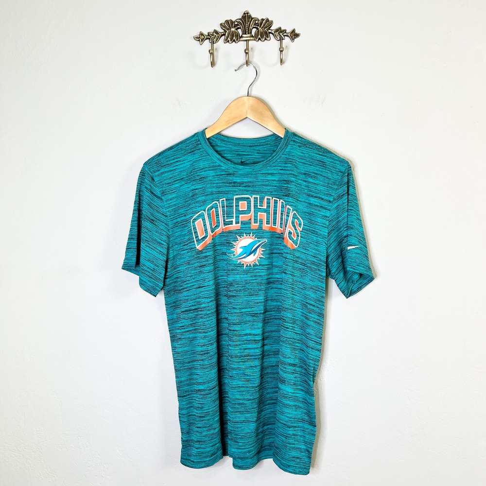 Miami Dolphins Nike T-Shirt Mens Size Medium Teal Space Dye Dri-Fit New NFL Logo